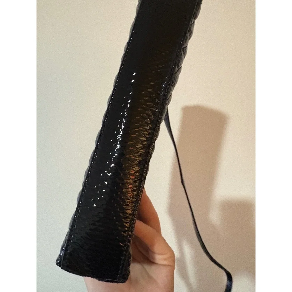 Karl Lagerfeld Paris Quilted Patent Leather‎ Cosmetic Pouch Black